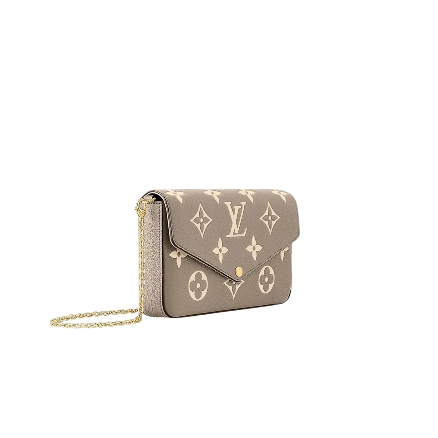 Louis Vuitton Pochette Felicie Shoulder Bag / Tourterelle Gray in Cream Gold Hardware Louis Vuitton Pochette Felicie Shoulder Bag / Tourterelle Gray in Cream Gold Hardware