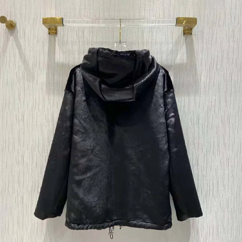 Prada Reversible Gabardine and Shearling Jacket for Women in Black
