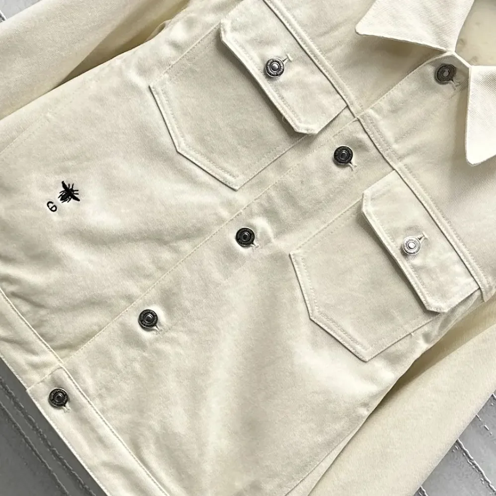 Dior Dioramour Jacket White Cotton Denim with Multicolor Cœur des Curiosités Motif for Men