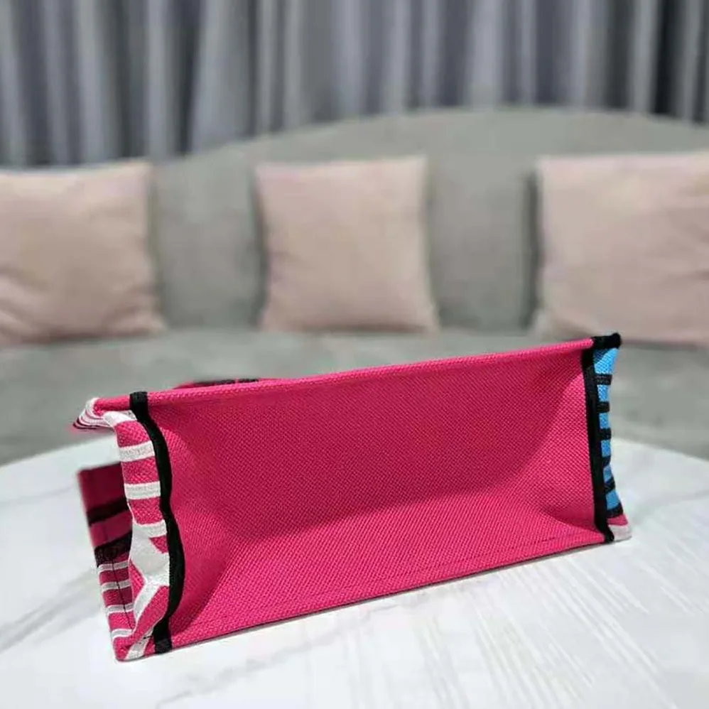 Dior Medium Dior Book Tote Bright Blue and Pink D for Women in Jungle Pop Embroidery Dior Medium Dior Book Tote Bright Blue and Pink D for Women in Jungle Pop Embroidery
