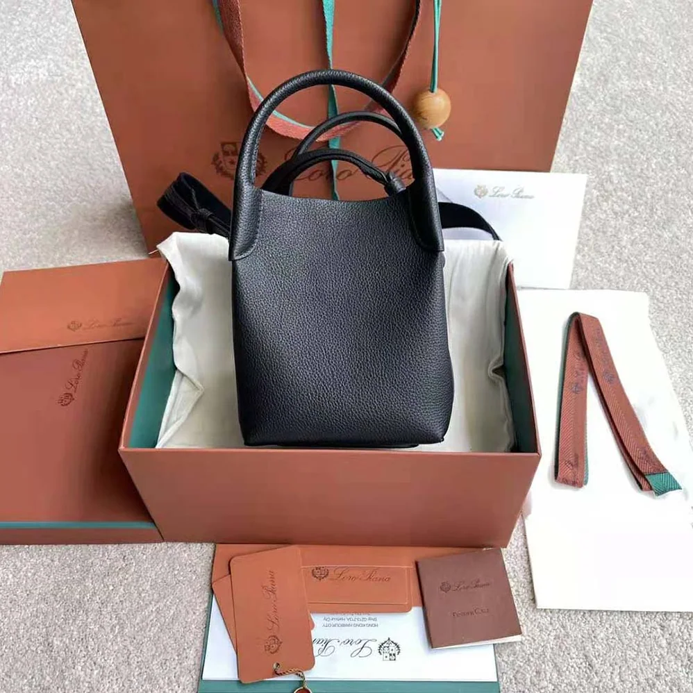 Loro Piana Micro Bale Bag in Calfskin Leather for Women in Black Loro Piana Micro Bale Bag in Calfskin Leather for Women in Black