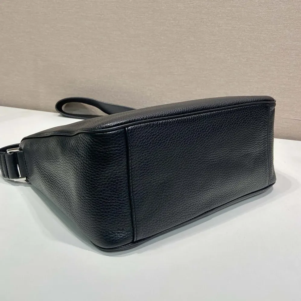 Prada Medium Leather Shoulder Bag for Unisex in Black Prada Medium Leather Shoulder Bag for Unisex in Black