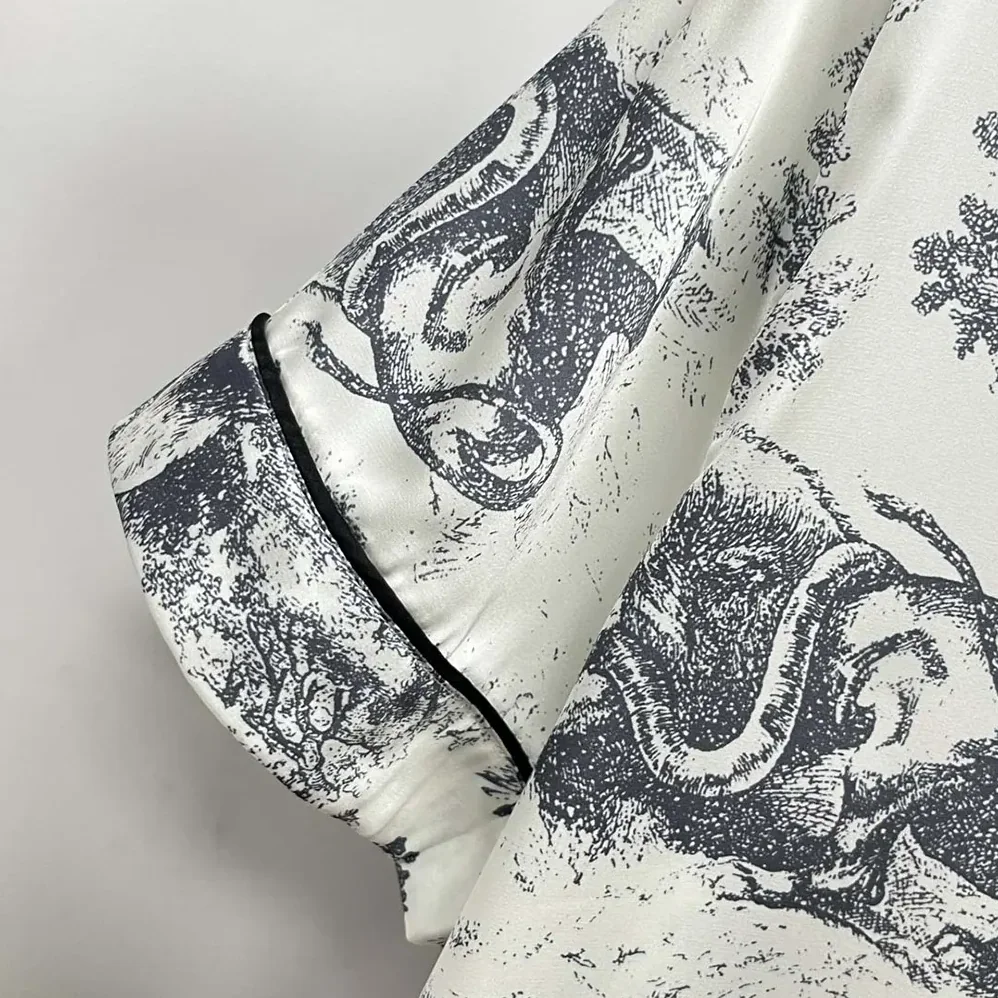 Dior Chez Moi Short for Women in Sleeved Silk Pajama Set