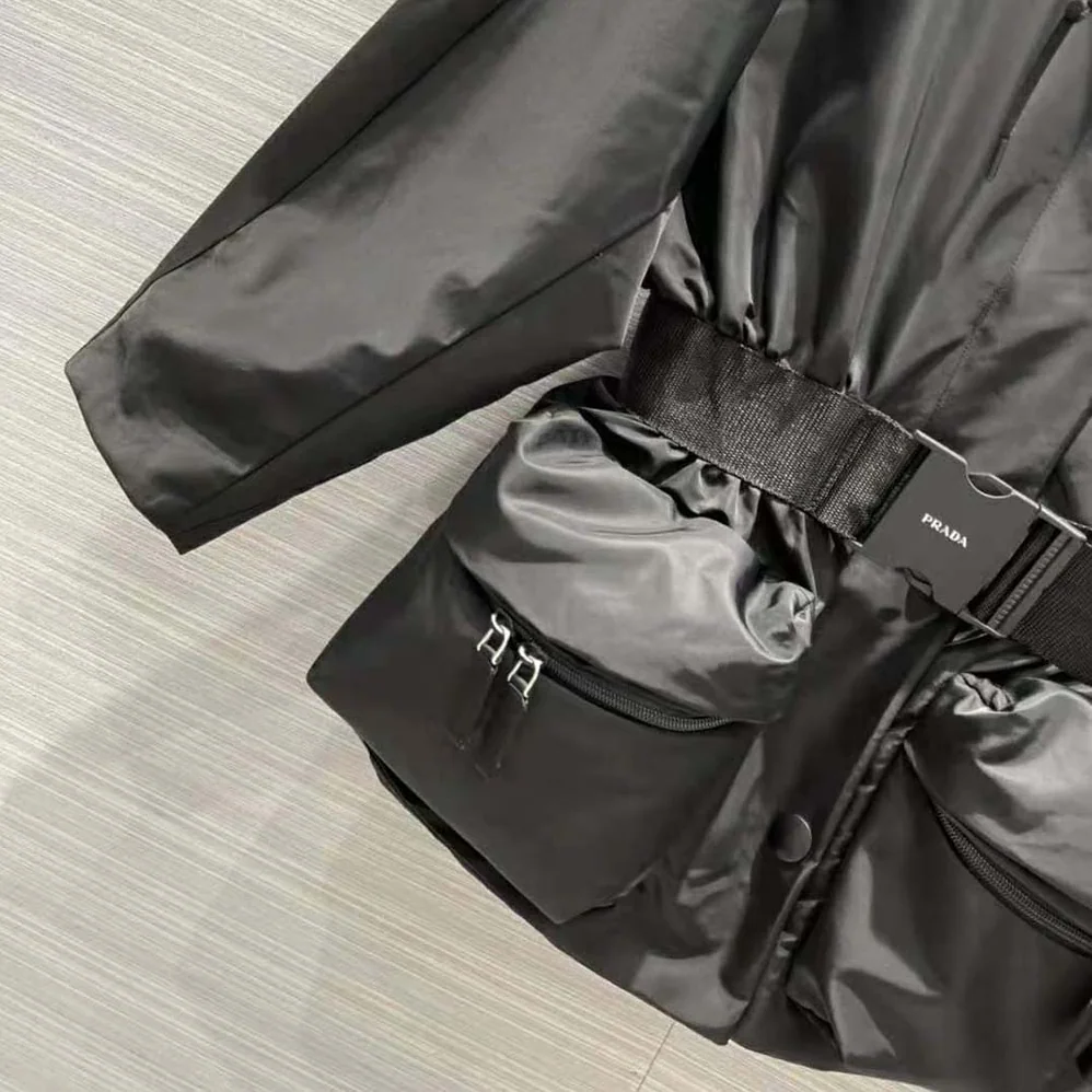 Prada Re-Nylon Gabardine Blouson Jacket for Women in Black