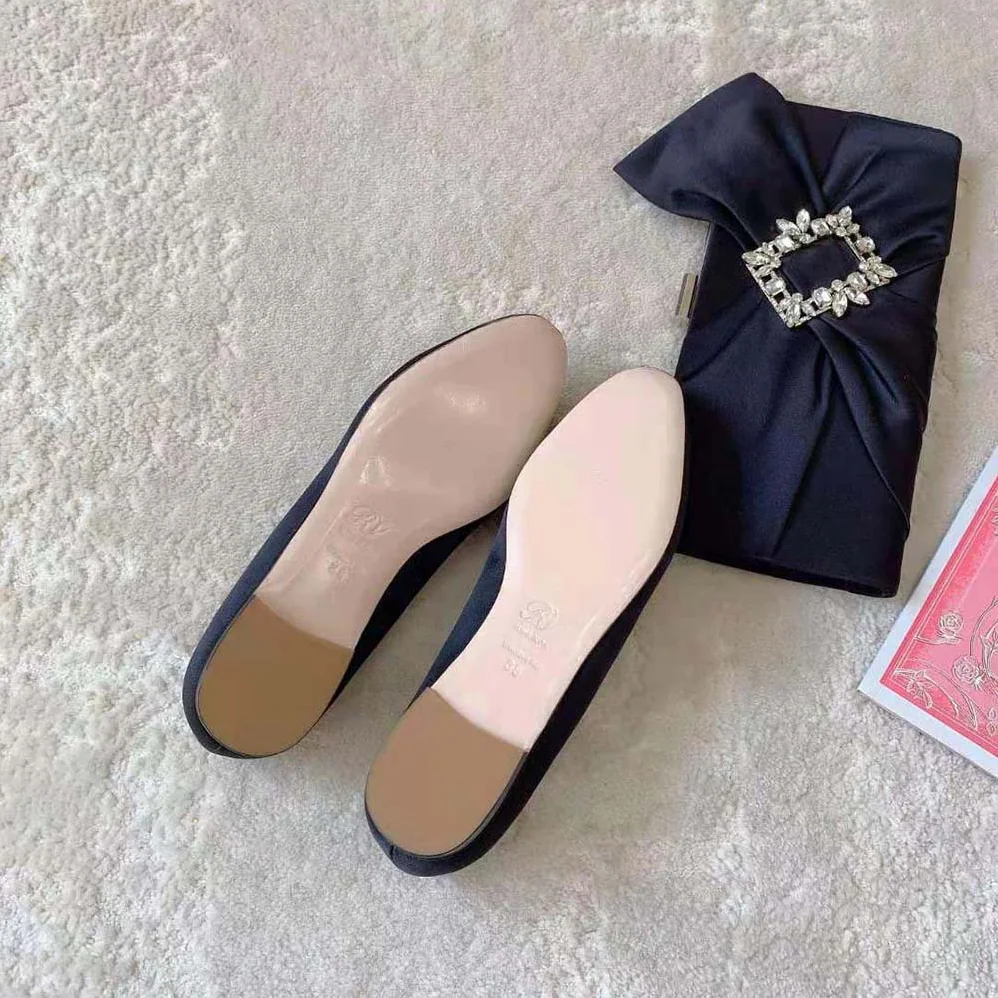 Roger Vivier Flower Strass Embroidered Buckle Loafers in Satin for Women Roger Vivier Flower Strass Embroidered Buckle Loafers in Satin for Women