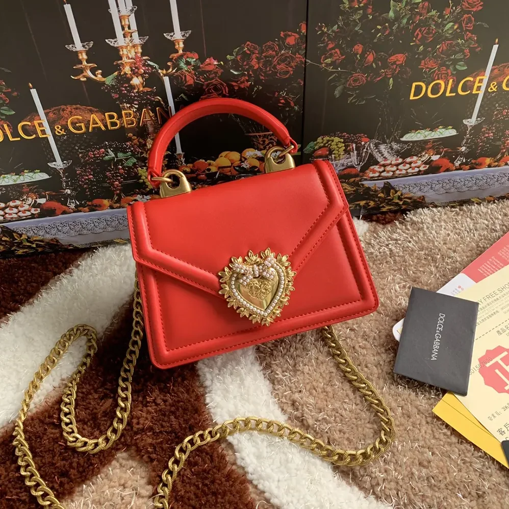 Dolce Gabbana D&G Medium Smooth Calfskin Devotion Bag for Women in Red