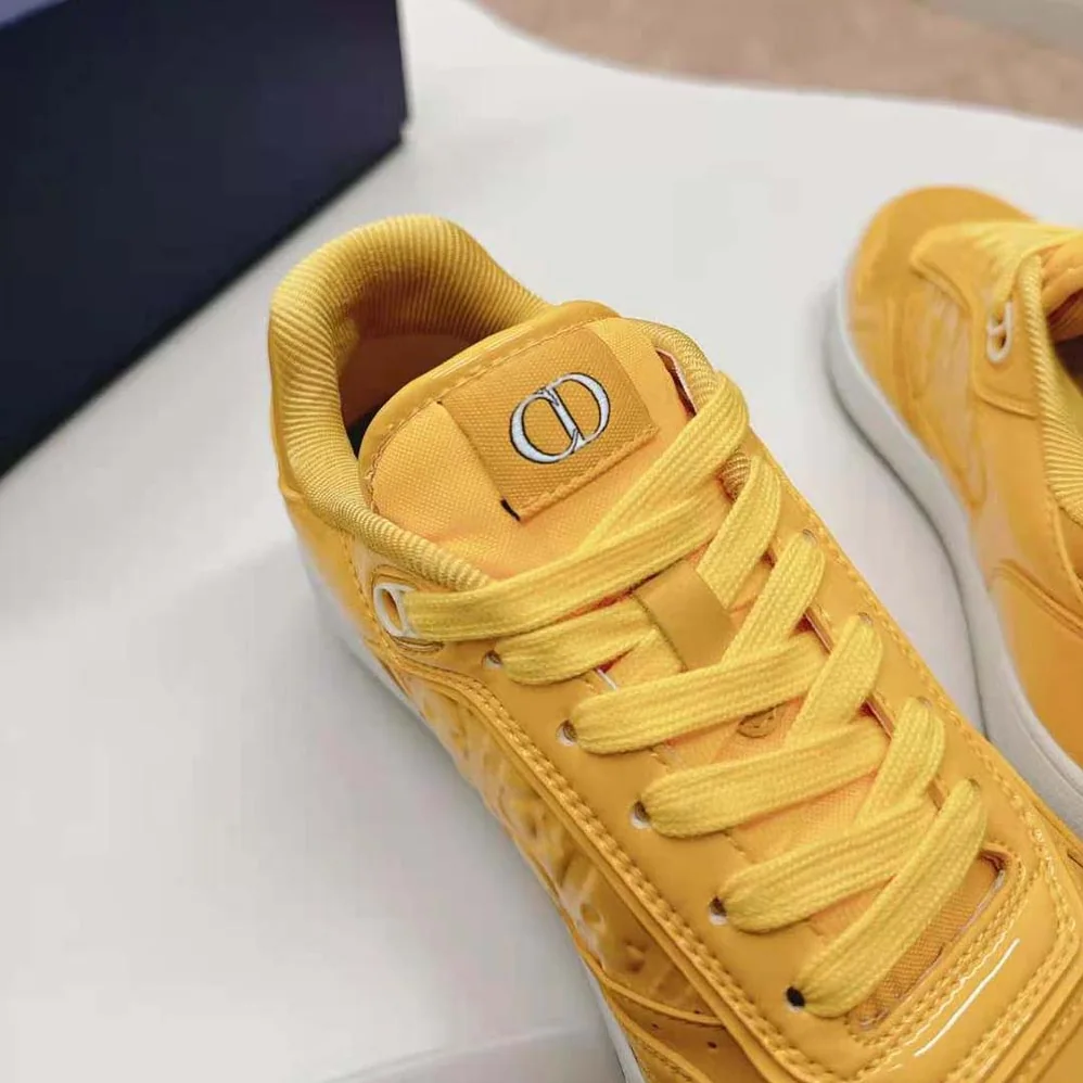 Dior B27 Low-top Sneaker Yellow Patent Calfskin and Dior Oblique Gravity Leather for Men Dior B27 Low-top Sneaker Yellow Patent Calfskin and Dior Oblique Gravity Leather for Men