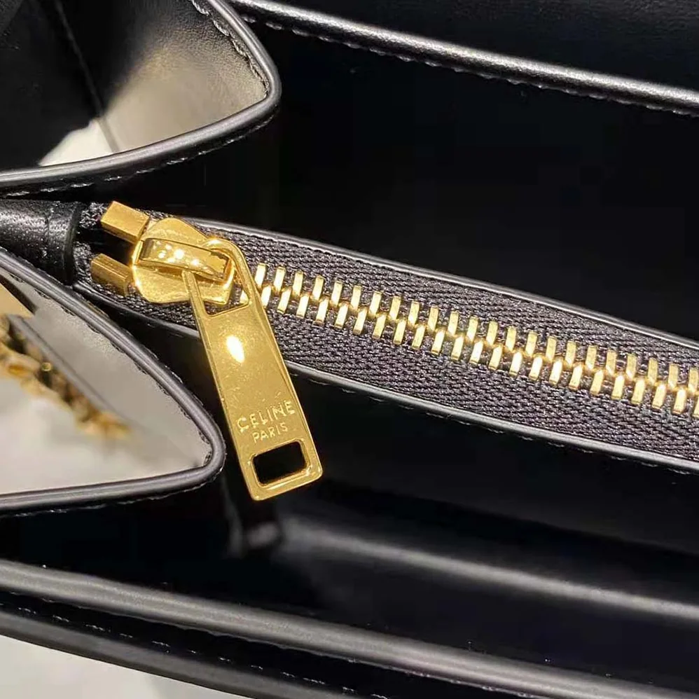 Celine Chain Bag 16 in Satinated Calfskin for Women in Black Celine Chain Bag 16 in Satinated Calfskin for Women in Black