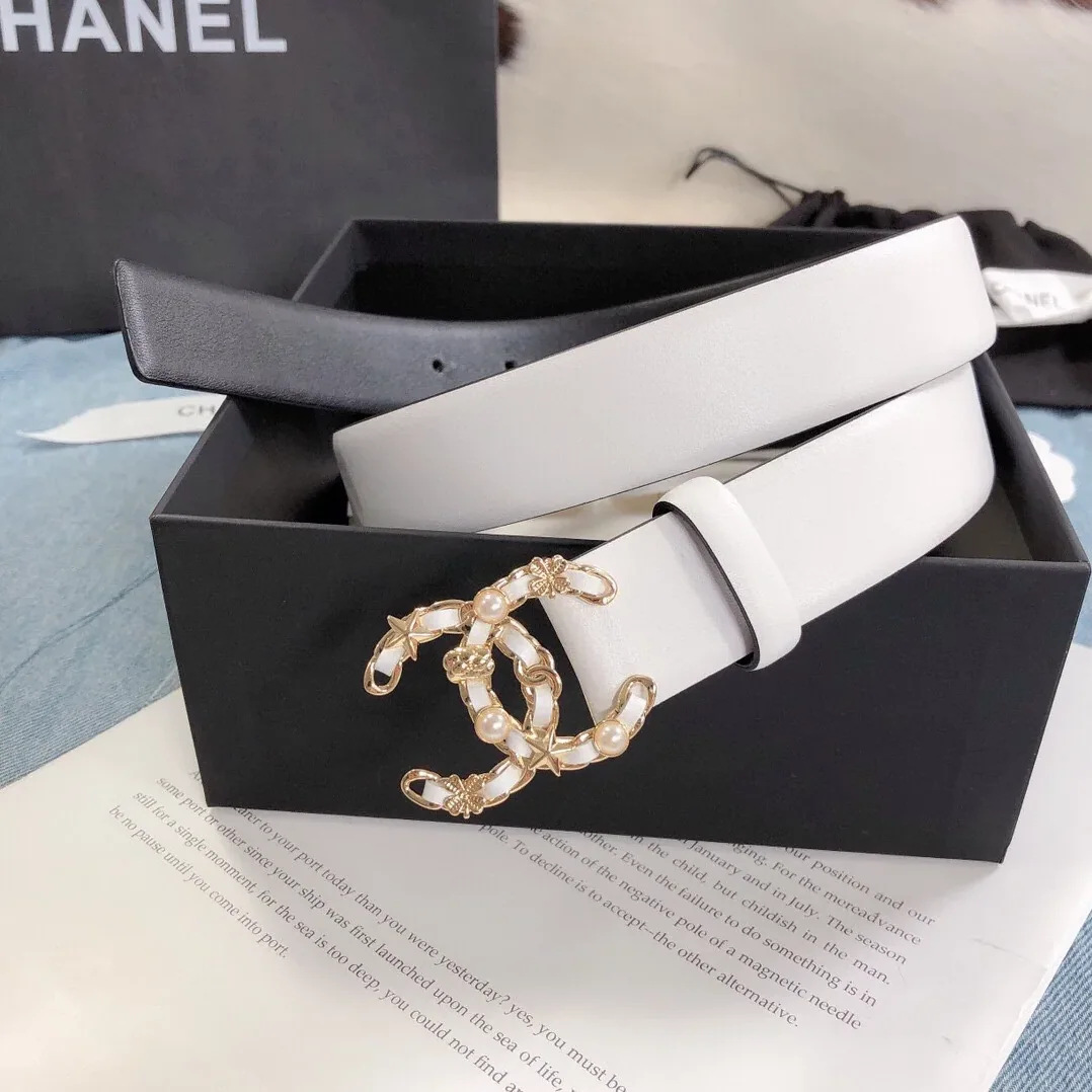 Chanel Belt With Double C Buckle White Gold Toned Hardware for Women Chanel Belt With Double C Buckle White Gold Toned Hardware for Women
