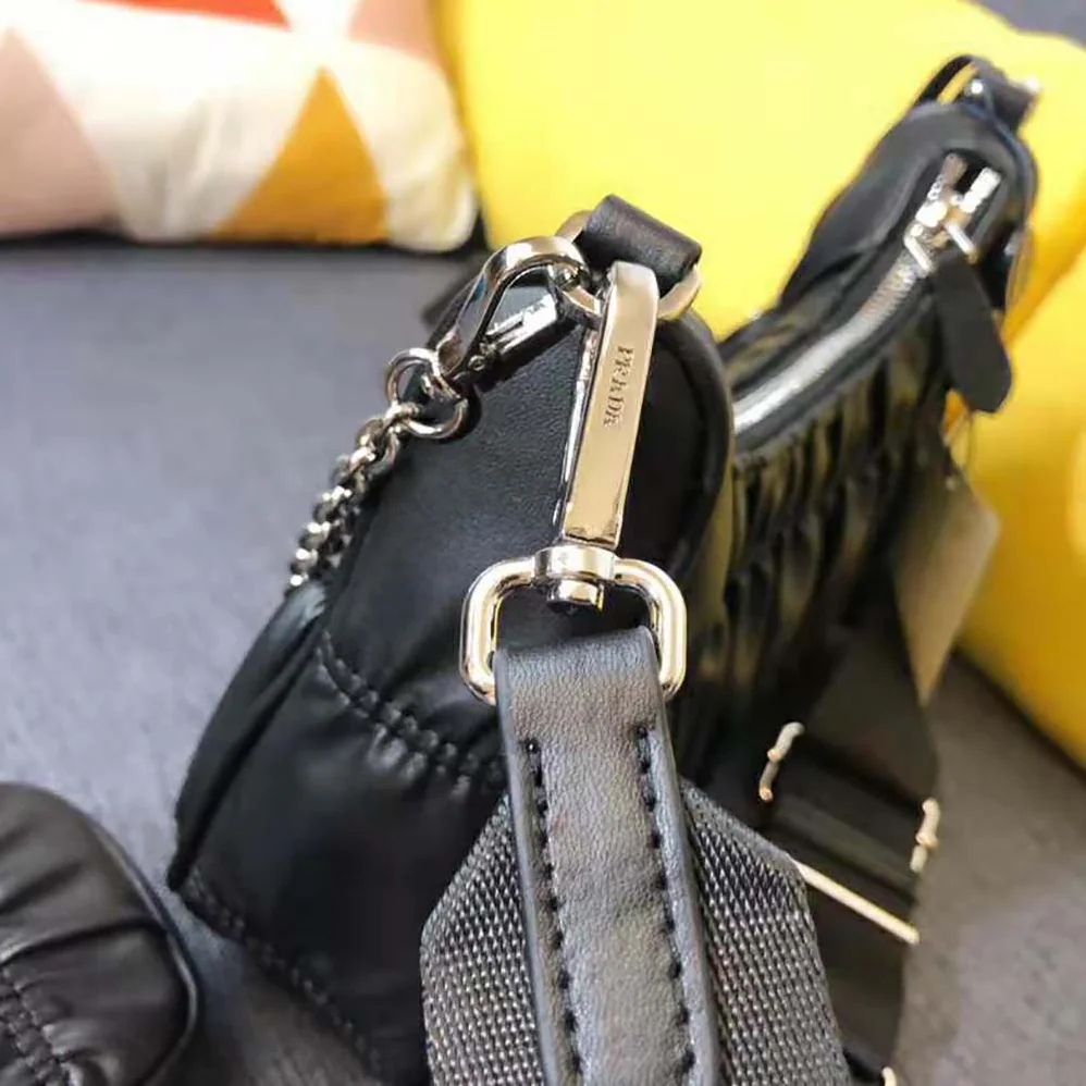 Prada Prada Re-Edition 2005 Nappa Gaufre Bag for Women in Black
