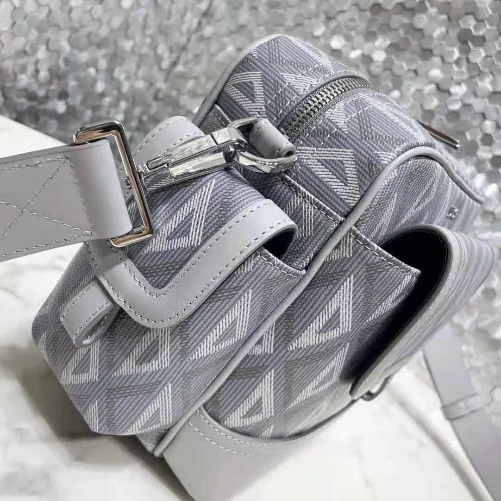 Dior Hit the Road Messenger Bag Dior Gray CD Diamond Canvas and Smooth Calfskin for Men