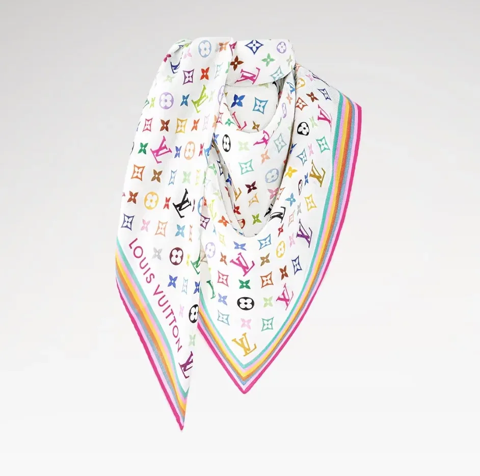 Louis Vuitton LV x TM Monogram Multicolor Shawl in White