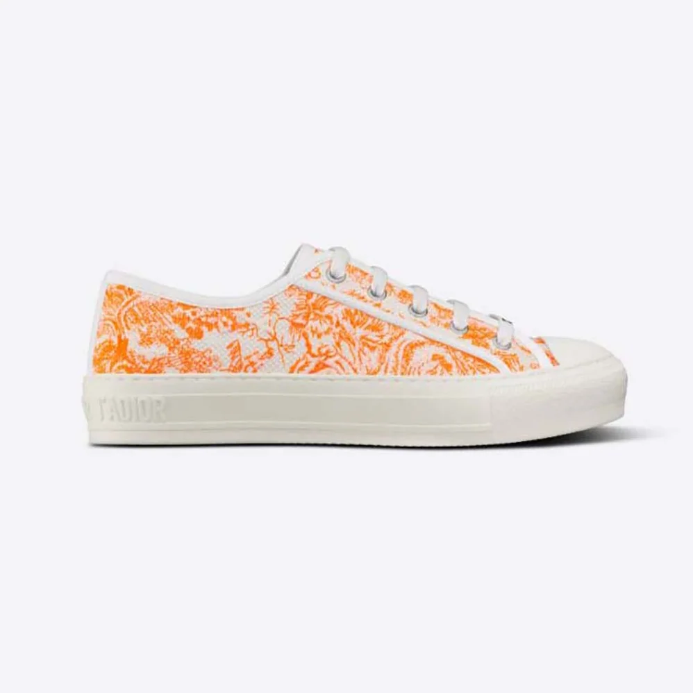 Dior Walk'N'dior Sneaker Bright Orange Toile DE Jouy Embroidered Cotton for Women Dior Walk'N'dior Sneaker Bright Orange Toile DE Jouy Embroidered Cotton for Women