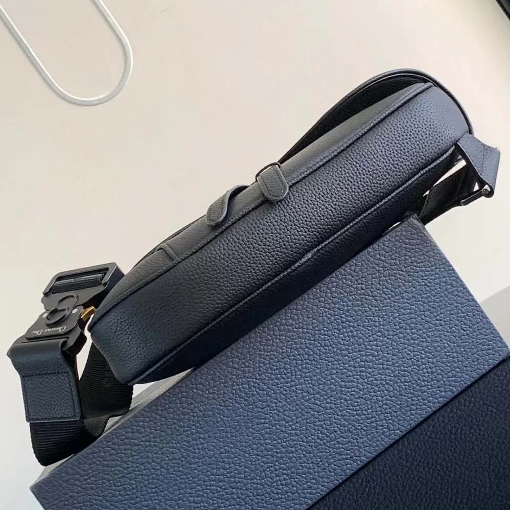 Dior Essentials Saddle Bag Black Grained Calfskin for Men