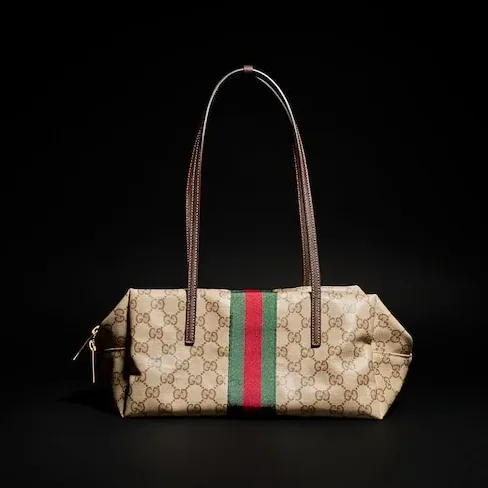 Gucci Melrose Boston Medium Shoulder Bag / Sand/ Dark Brown Gold Hardware