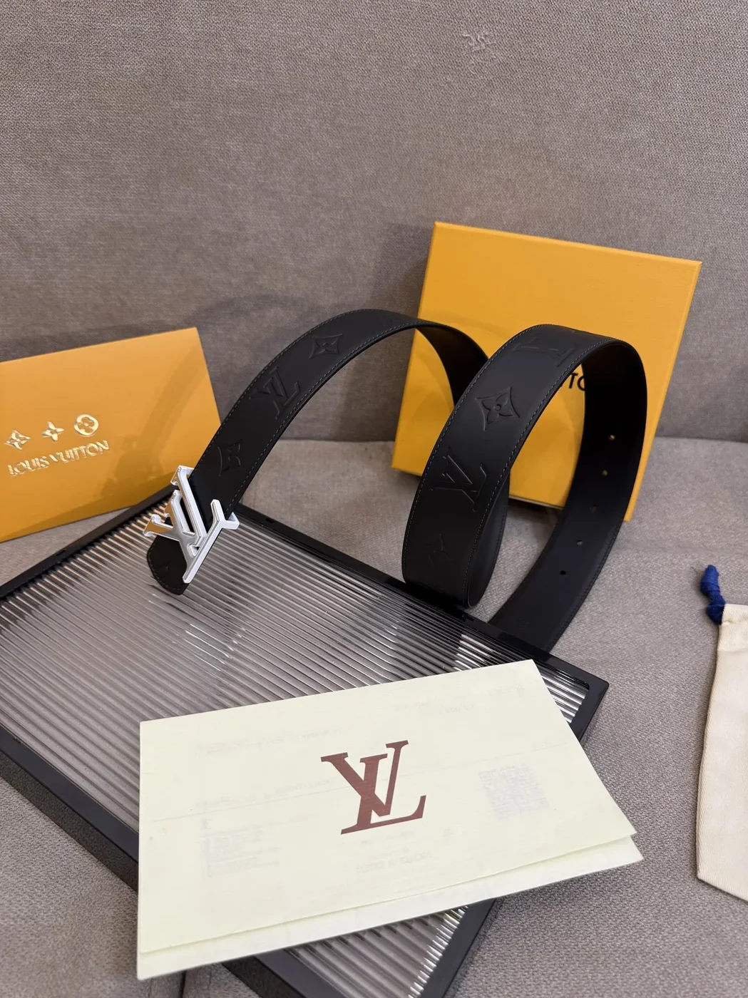 Louis Vuitton LV Initiales Monogram Embossed Leather Belt Black With Silver Buckle Louis Vuitton LV Initiales Monogram Embossed Leather Belt Black With Silver Buckle