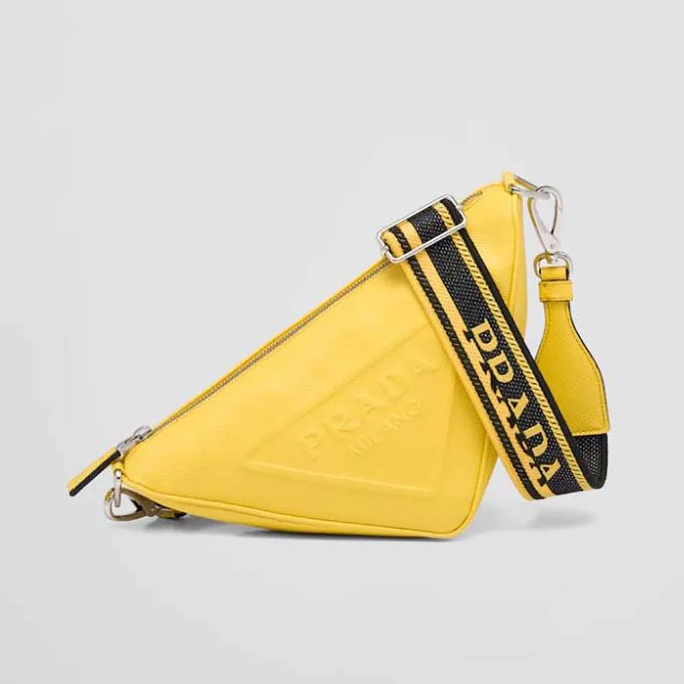 Prada Saffiano Prada Triangle Bag for Women in Yellow