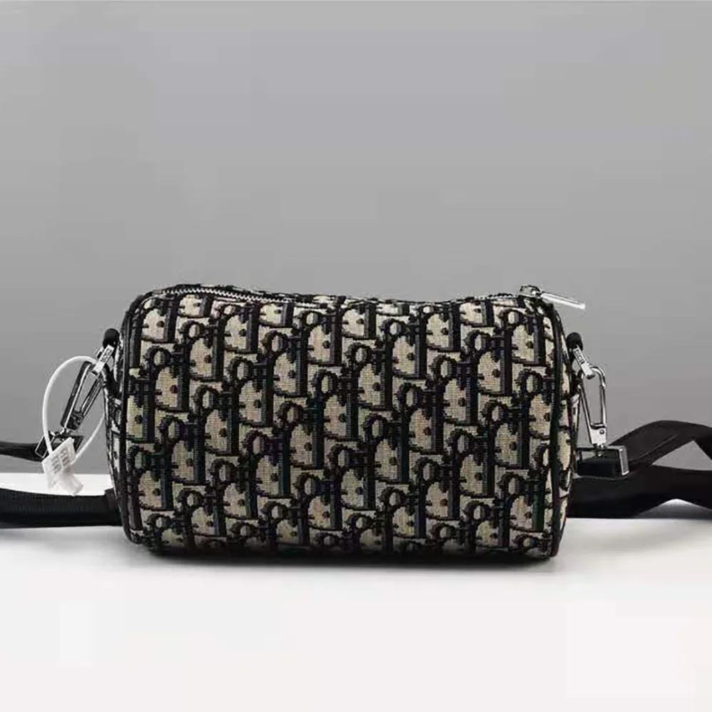 Dior Beige and Black Dior Oblique Jacquard Roller Messenger Bag for Men Dior Beige and Black Dior Oblique Jacquard Roller Messenger Bag for Men