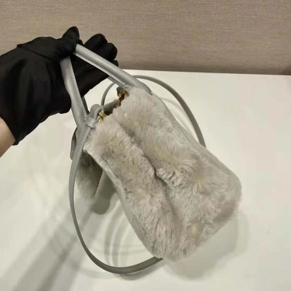 Prada Prada Galleria Shearling Mini-Bag for Women in Silver