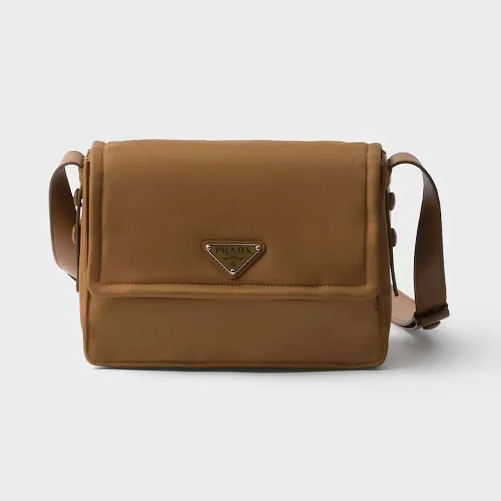 Prada Small Padded Re-Nylon Shoulder Bag for Women in Brown Prada Small Padded Re-Nylon Shoulder Bag for Women in Brown