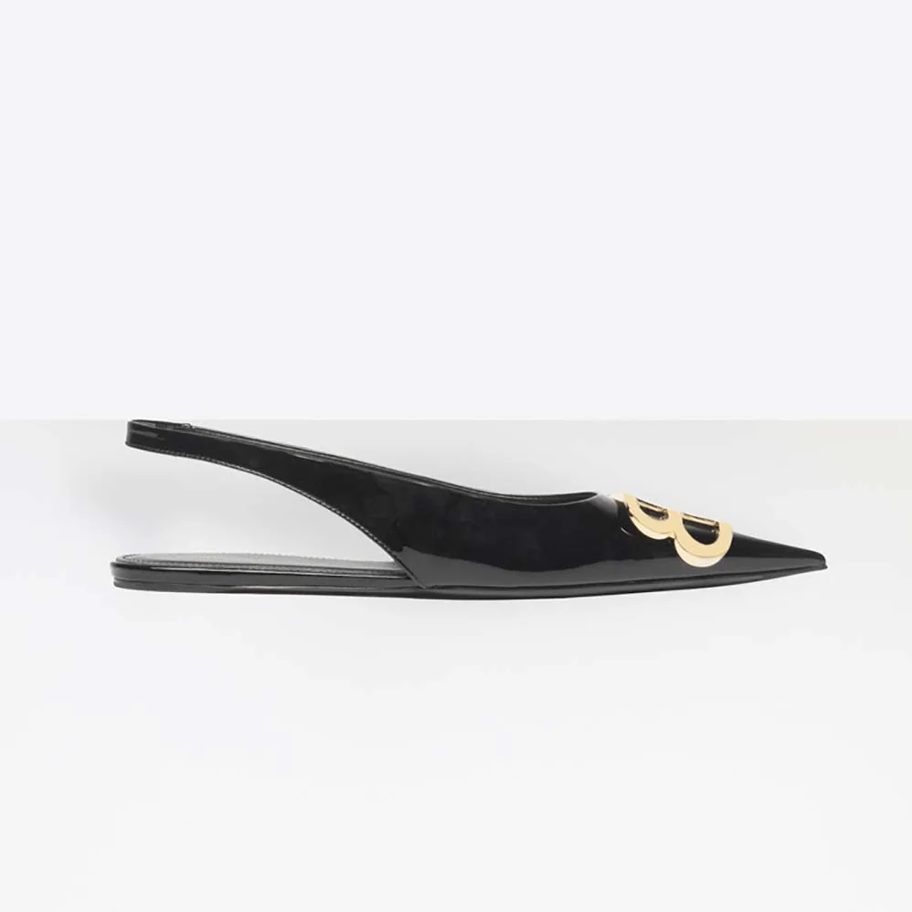 Balenciaga Shoes BB Slingback Paten 5mm Heel for Women in Black Balenciaga Shoes BB Slingback Paten 5mm Heel for Women in Black