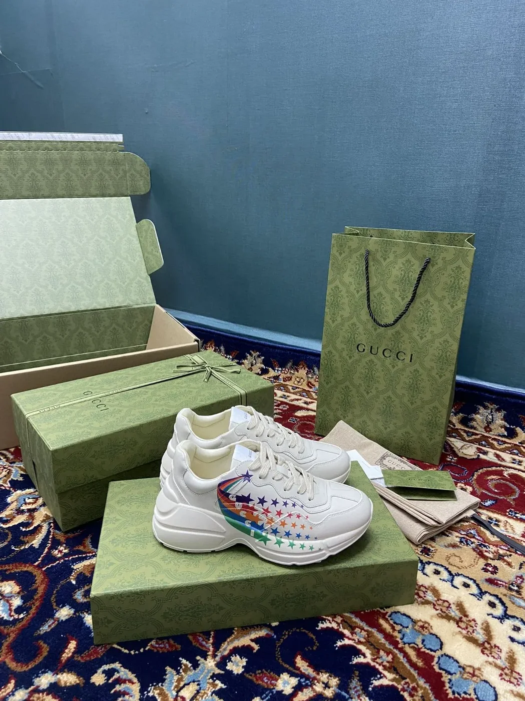 Gucci Rhyton Sneakers With Gucci Stars White Ivory for Men