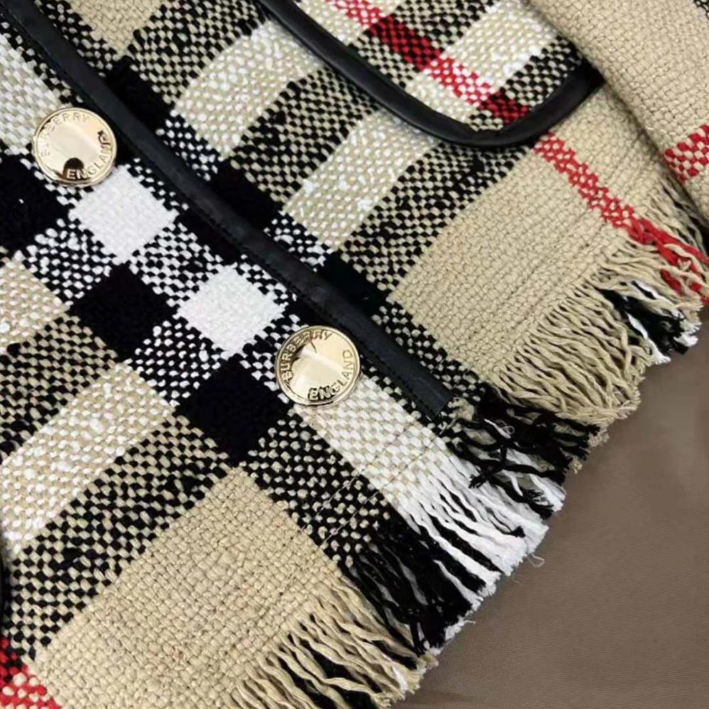 Burberry Check Bouclé Collarless Jacket for Women