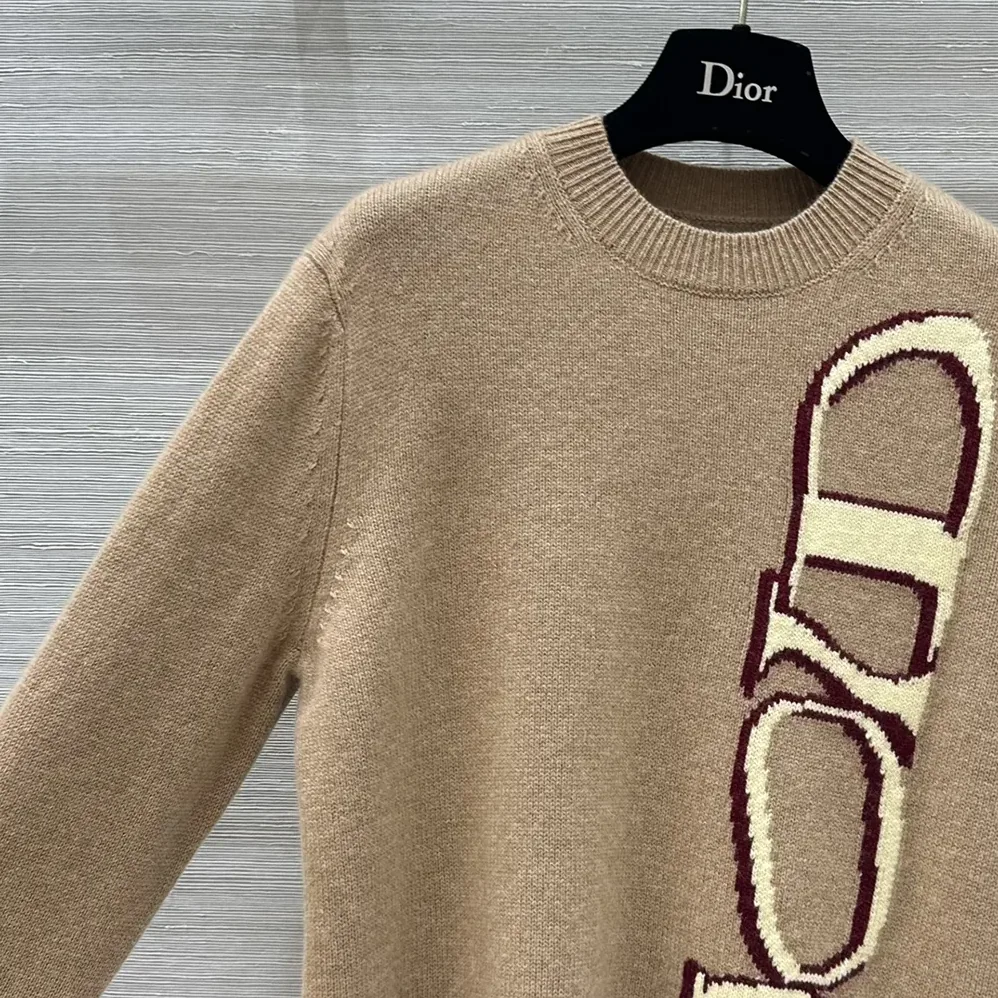 Dior DIOR AND LEWIS HAMILTON Sweater Brown Virgin Wool and Cashmere Intarsia for Men