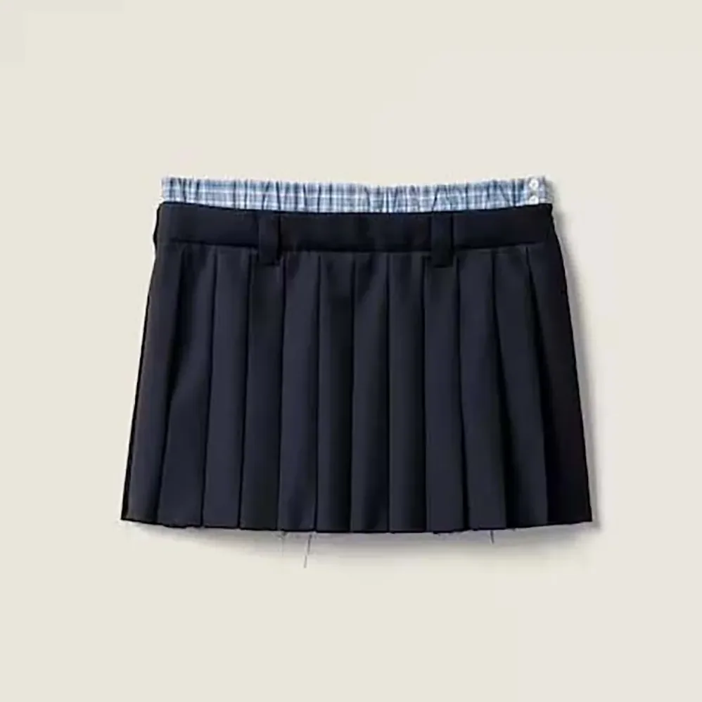 Miu Miu Pleated Batavia Miniskirt for Women Miu Miu Pleated Batavia Miniskirt for Women