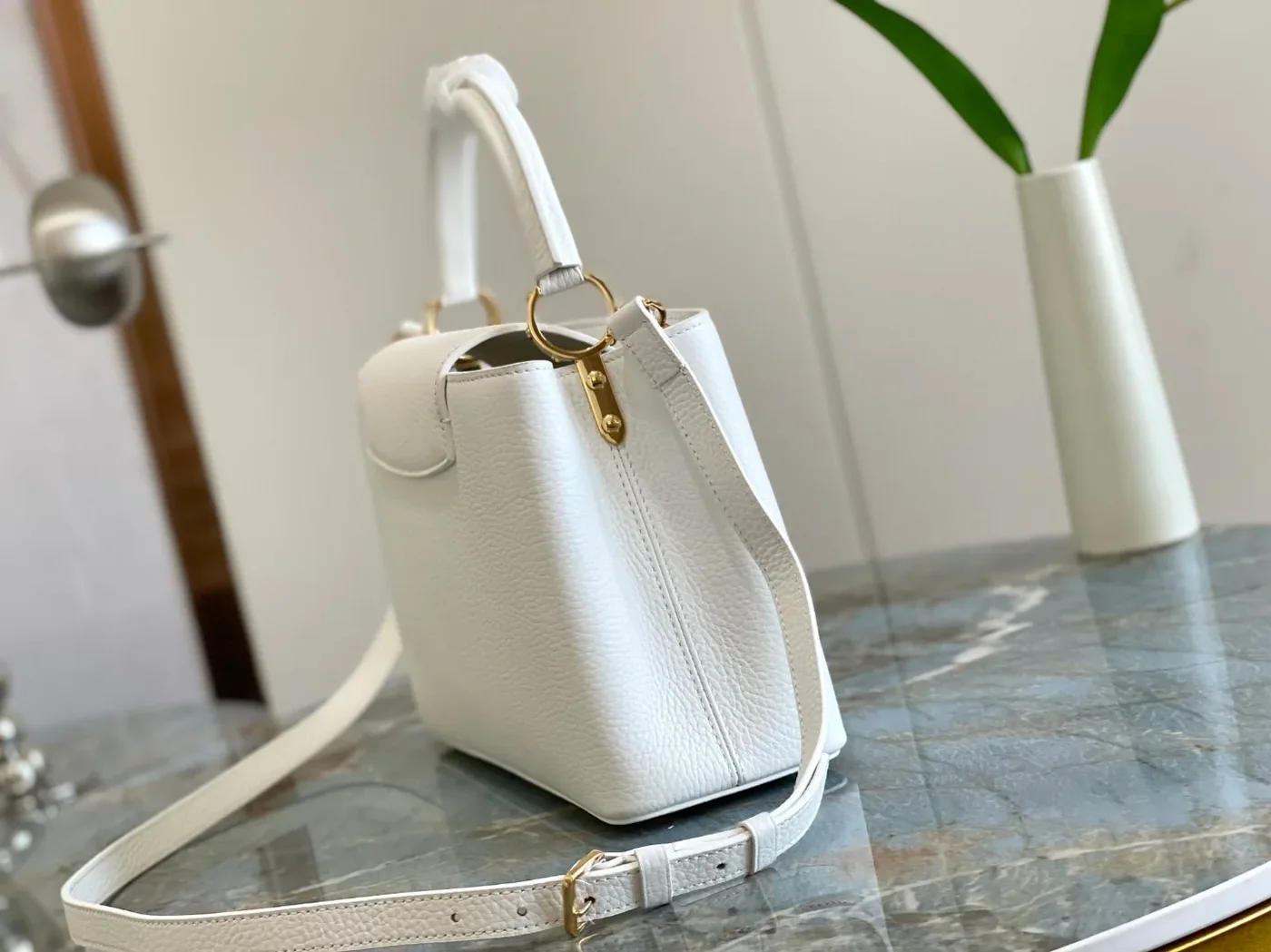 Louis Vuitton Capucines MM Top Handle Bag in White Gold Hardware Louis Vuitton Capucines MM Top Handle Bag in White Gold Hardware