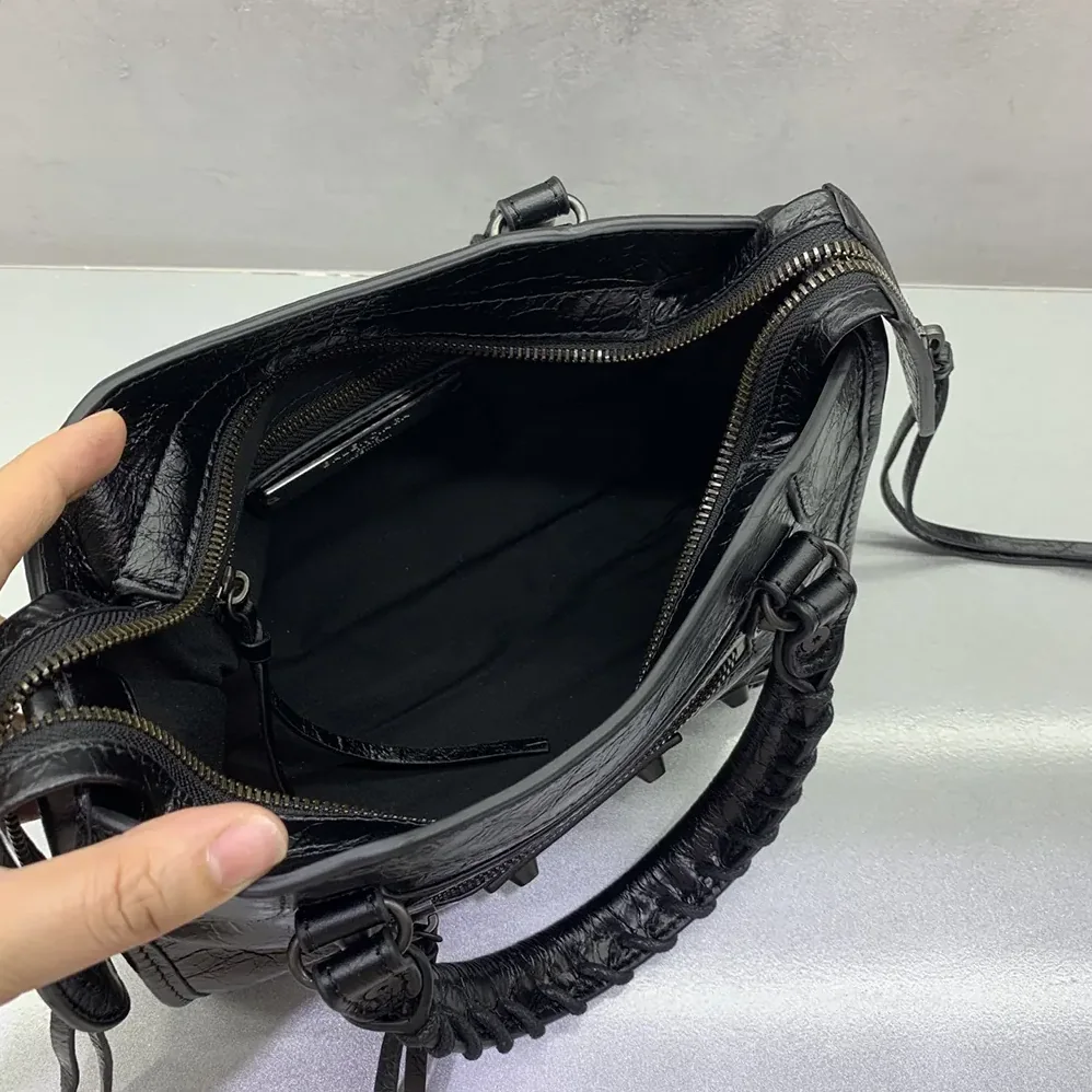 Balenciaga Le City Bag Nano in Black Arena Lambskin Brass Hardware for Women Balenciaga Le City Bag Nano in Black Arena Lambskin Brass Hardware for Women