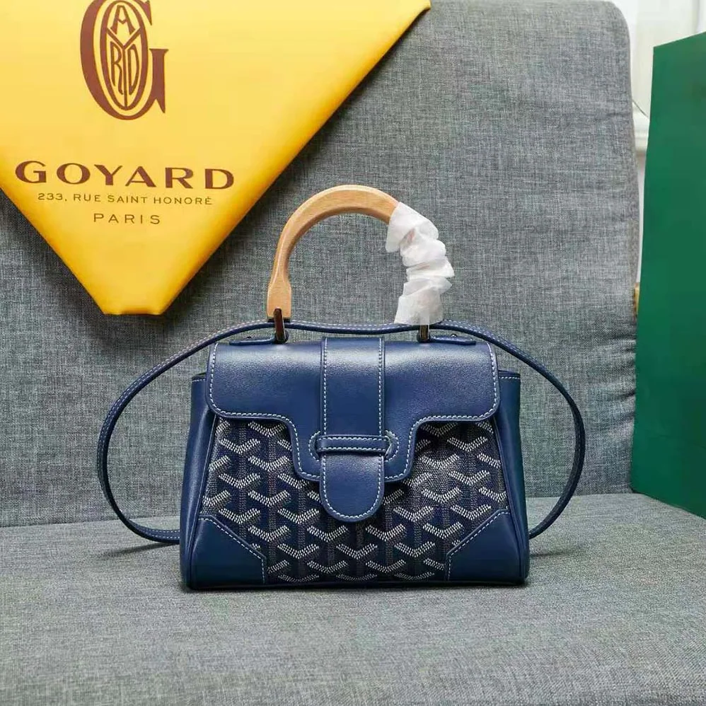 Goyard Sac Saïgon Souple Mini in Toile Goyardine & Chevroches Calfskin for Women in Navy Goyard Sac Saïgon Souple Mini in Toile Goyardine & Chevroches Calfskin for Women in Navy