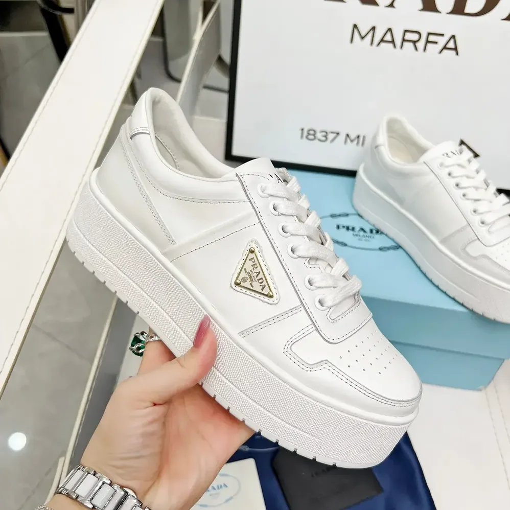 Prada Downtown Bold Leather Sneakers for Women