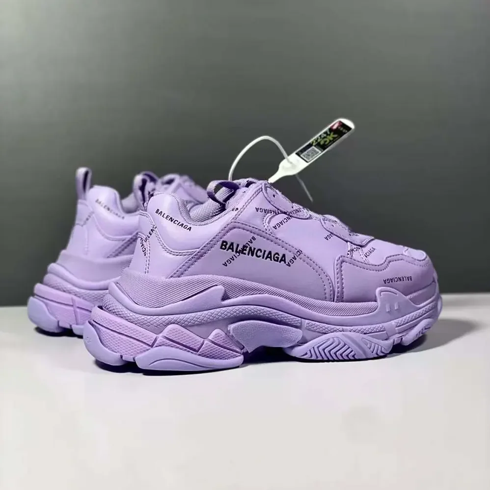 Balenciaga Triple S Sneaker Allover Logo in Purple and Black for Women Balenciaga Triple S Sneaker Allover Logo in Purple and Black for Women