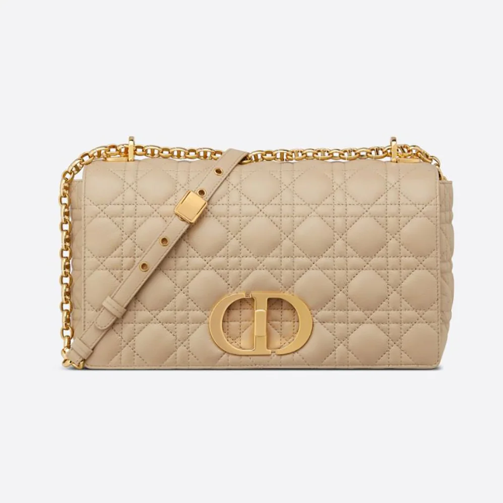 Dior Large Dior Caro Bag Beige Supple Cannage Calfskin for Women Dior Large Dior Caro Bag Beige Supple Cannage Calfskin for Women