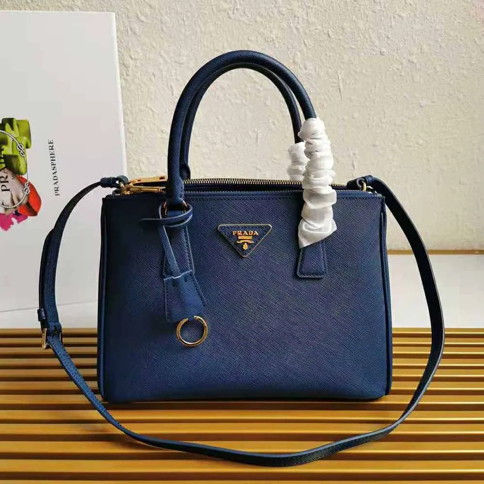 Prada Small Saffiano Leather Prada Galleria Bag for Women in Navy