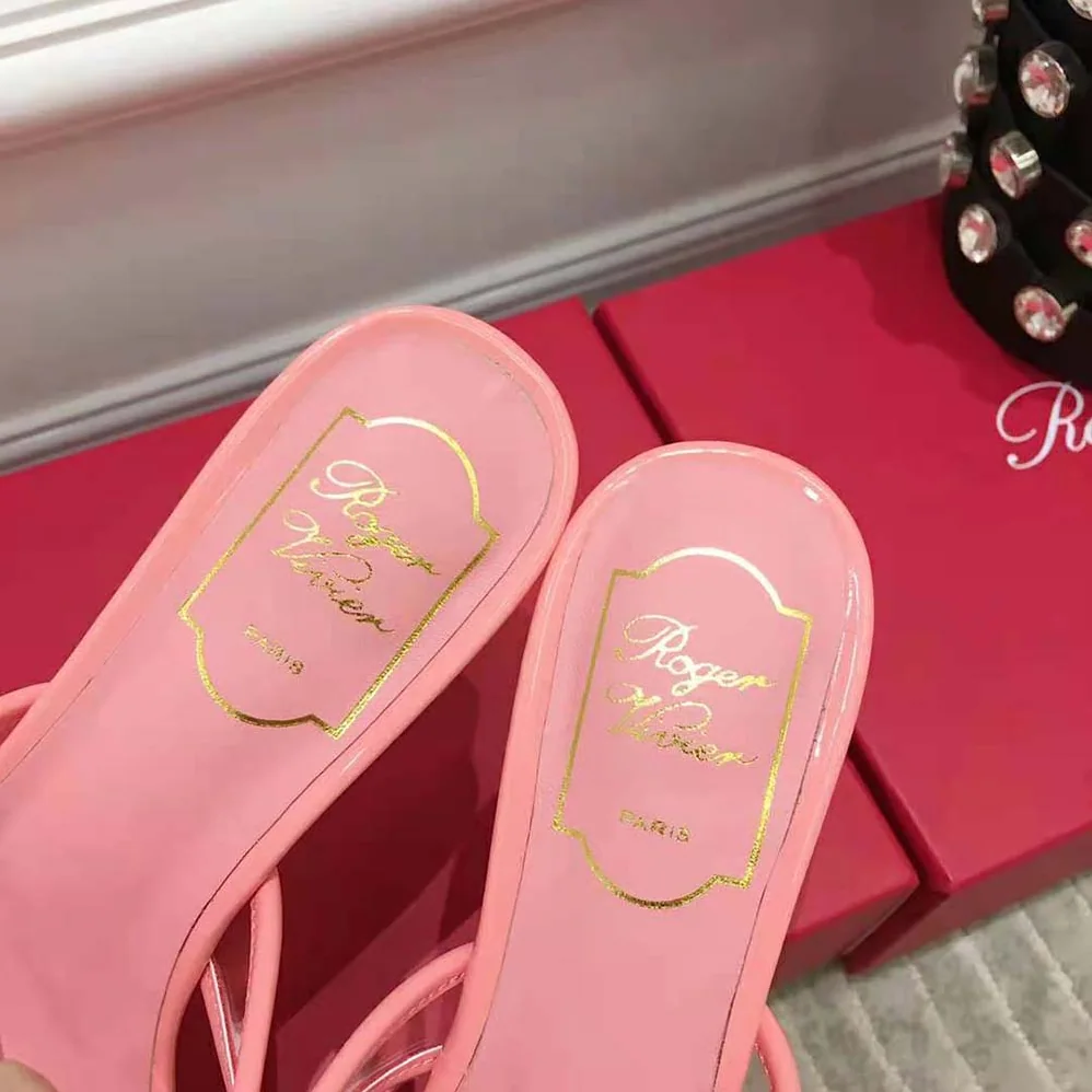 Roger Vivier Bikiviv Metal Buckle Mules in PVC for Women in Pink