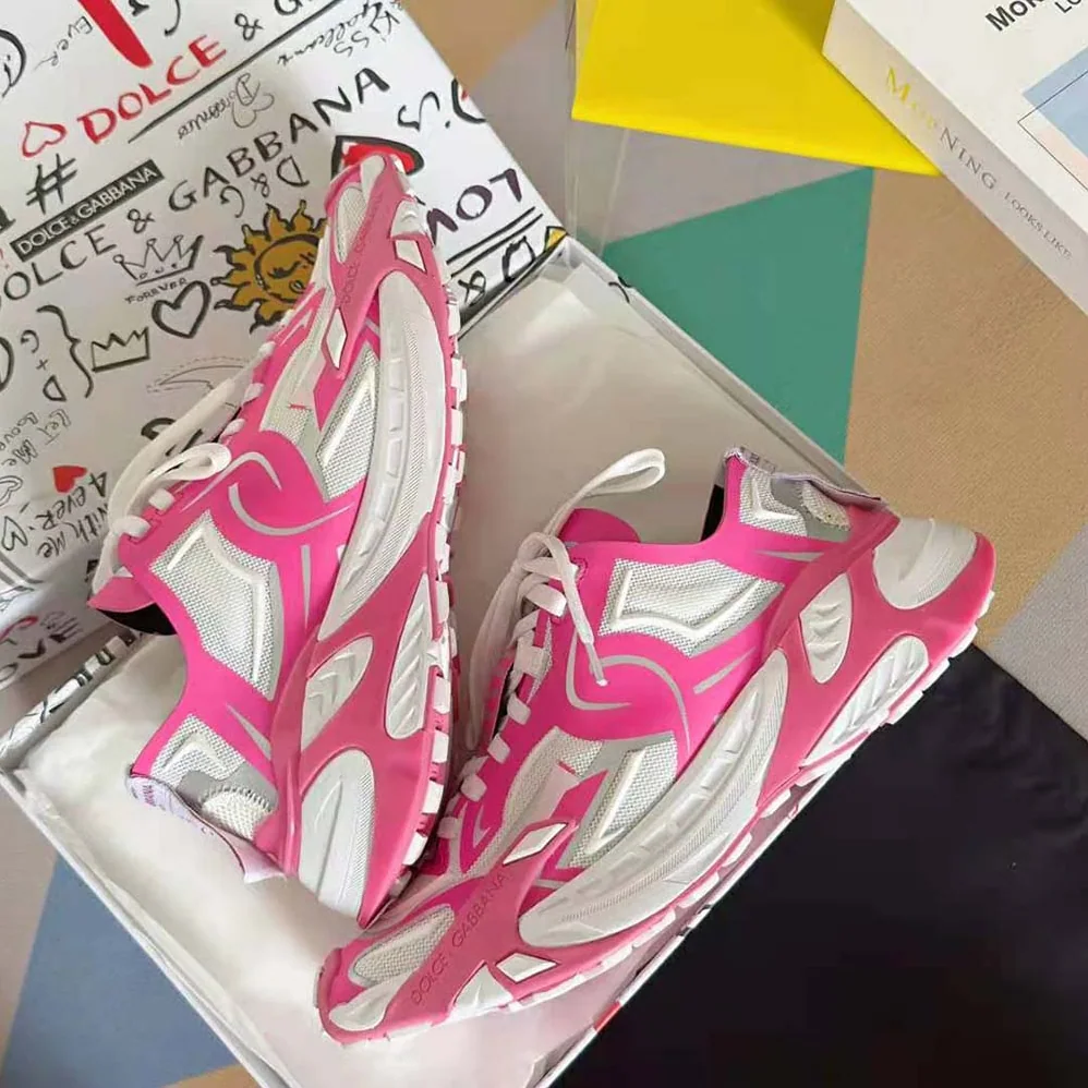 Dolce Gabbana D&G Technical Fabric Fast Sneakers for Women in Pink Dolce Gabbana D&G Technical Fabric Fast Sneakers for Women in Pink