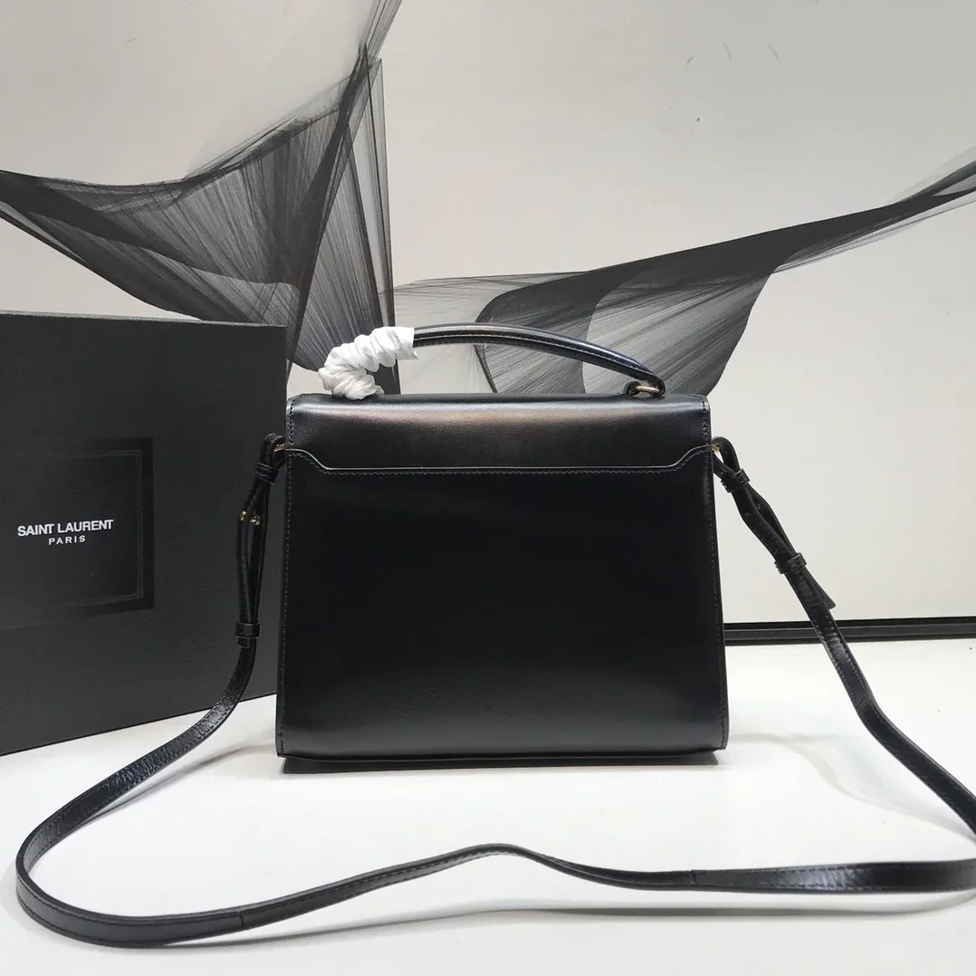 Saint Laurent Cassandra Medium Top Handle Bag In Grain Black in YSL