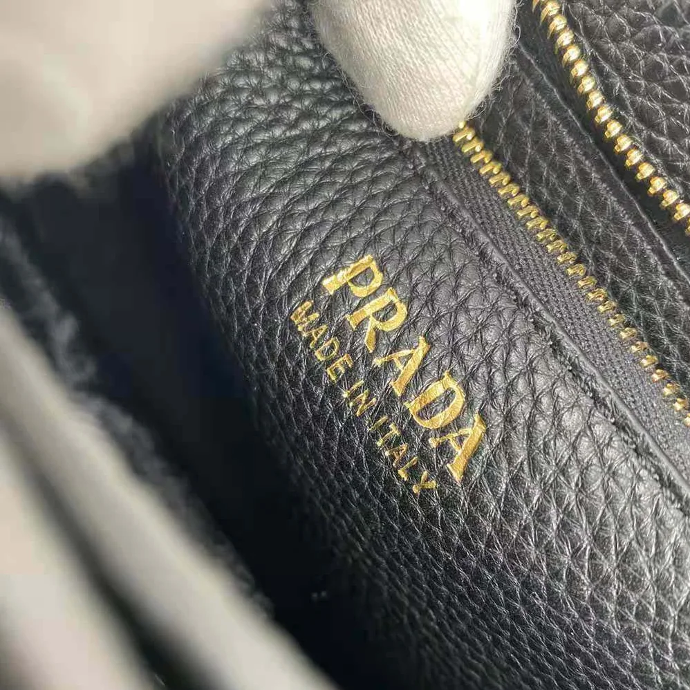 Prada Calf Leather Shoulder Bag for Women in Black Prada Calf Leather Shoulder Bag for Women in Black