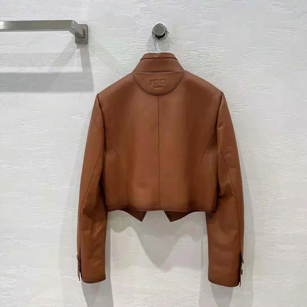 Fendi Shaded for Women in Effect Tan Leather Jacket Fendi Shaded for Women in Effect Tan Leather Jacket