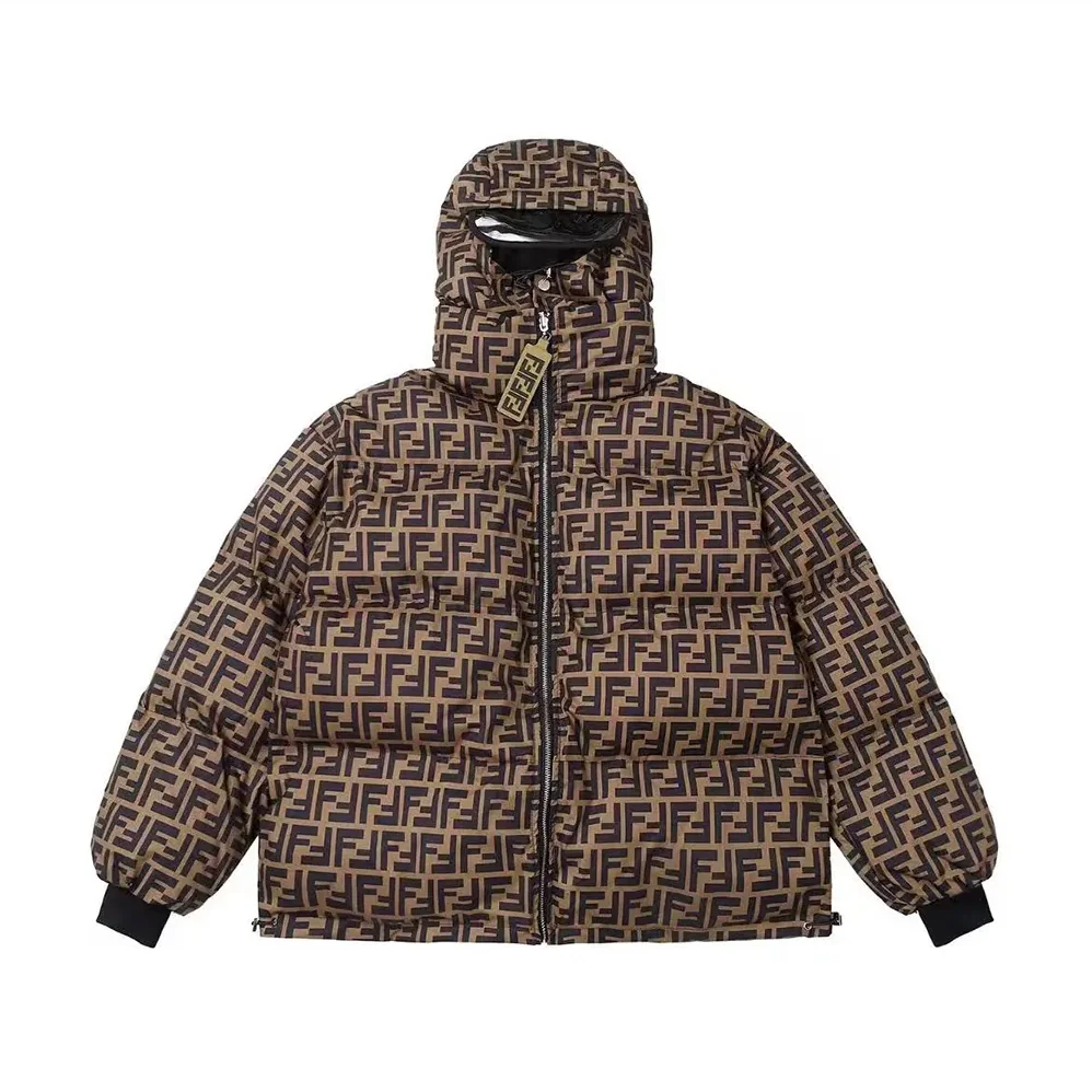 Fendi Down Jacket Brown FF Nylon Down Jacket for Women