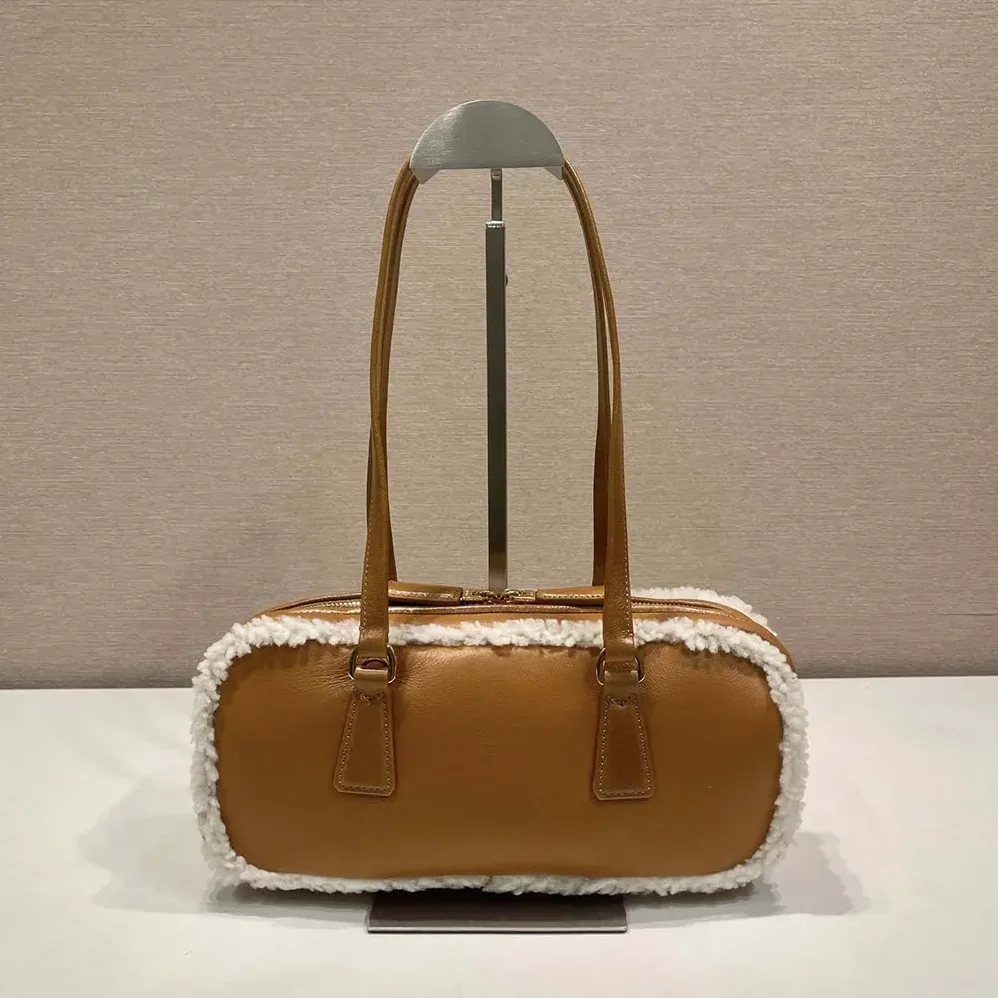 Prada Medium Shearling Two-handle Bag for Women in Brown Prada Medium Shearling Two-handle Bag for Women in Brown