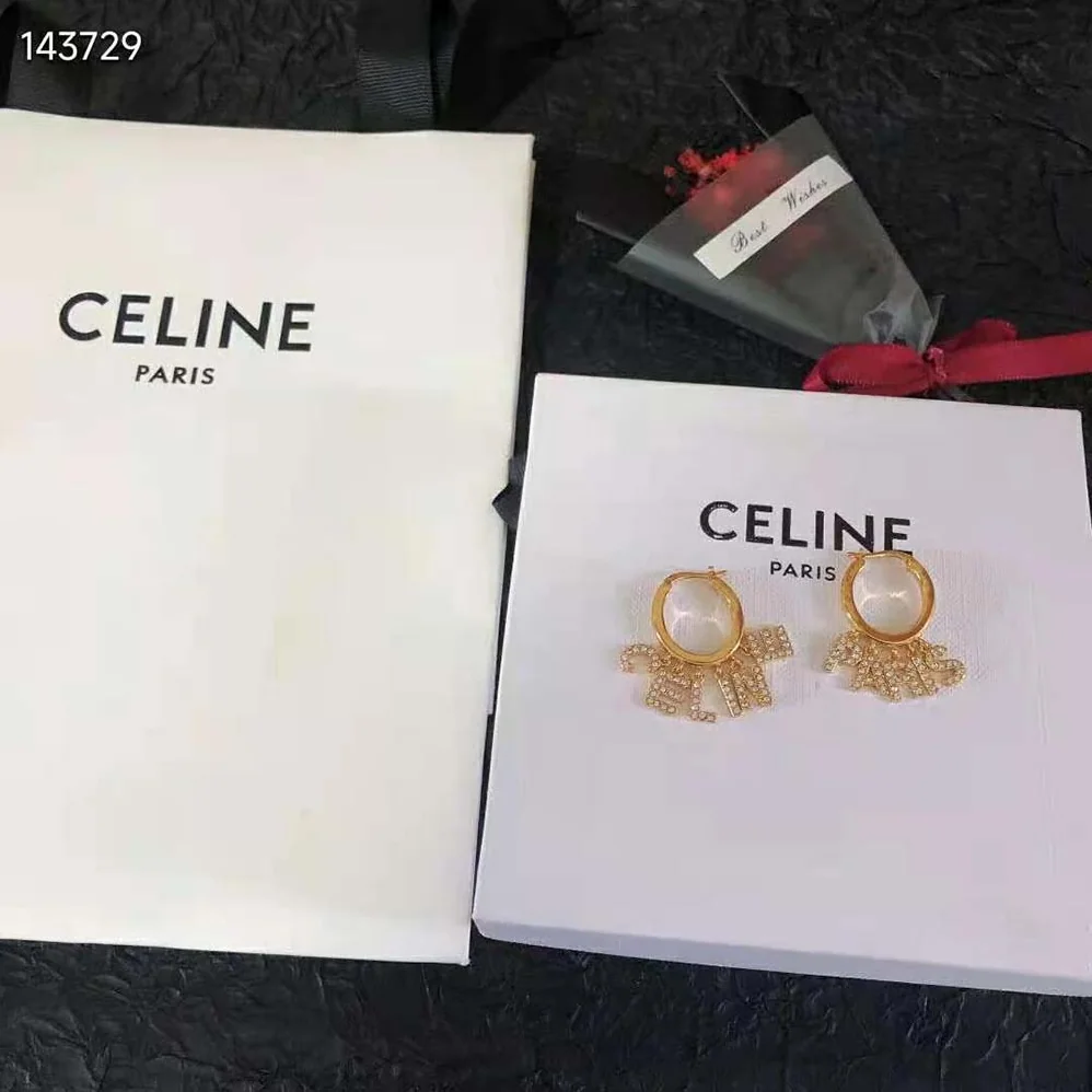 Celine Paris Hoops in Brass with Gold Finish and Crystals for Women Celine Paris Hoops in Brass with Gold Finish and Crystals for Women