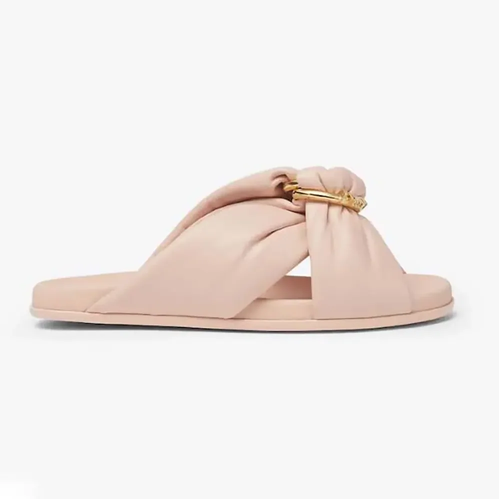 Fendi Feel Pink Leather Slides for Women