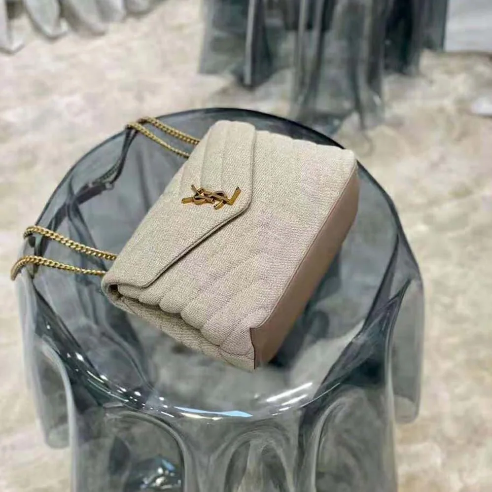 Saint Laurent YSL Loulou Small in Matelasse “Y” Linen for Women Saint Laurent YSL Loulou Small in Matelasse “Y” Linen for Women