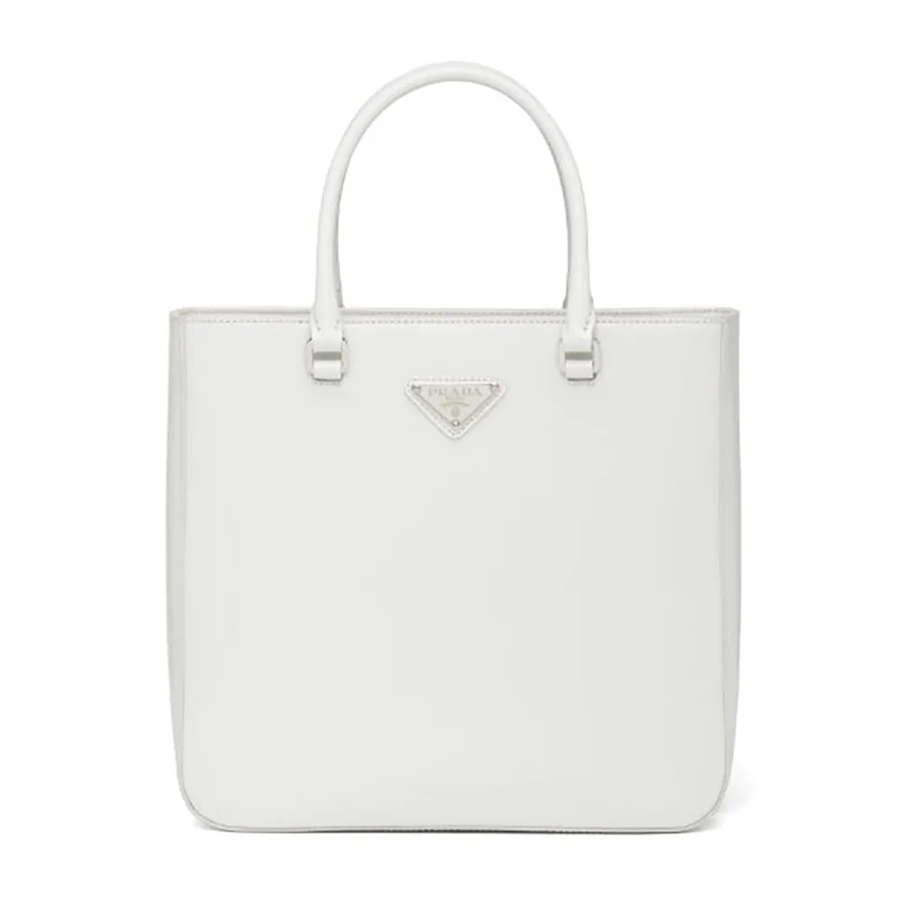 Prada Brushed Leather Tote Bag for Women in White Prada Brushed Leather Tote Bag for Women in White