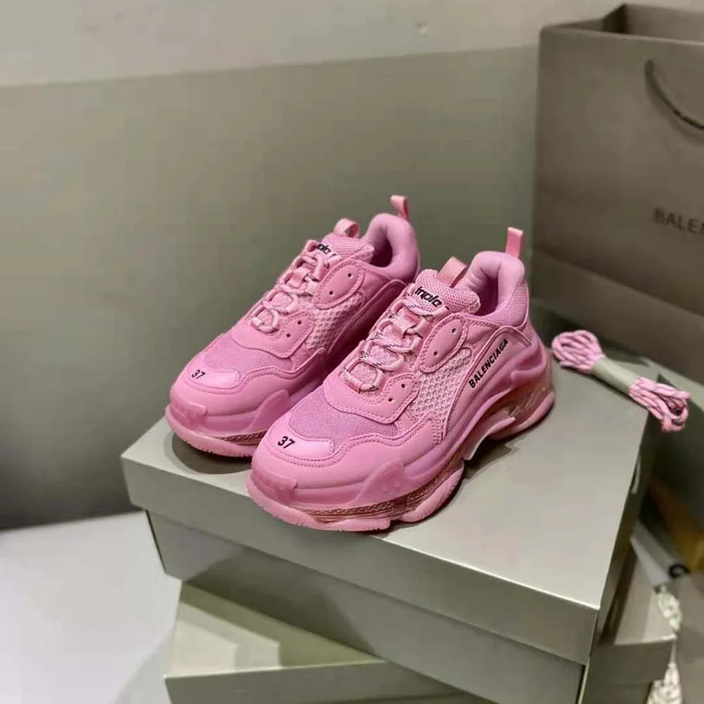 Balenciaga Triple S Clear Sole Sneaker in Light Pink Double Foam and Mesh for Women