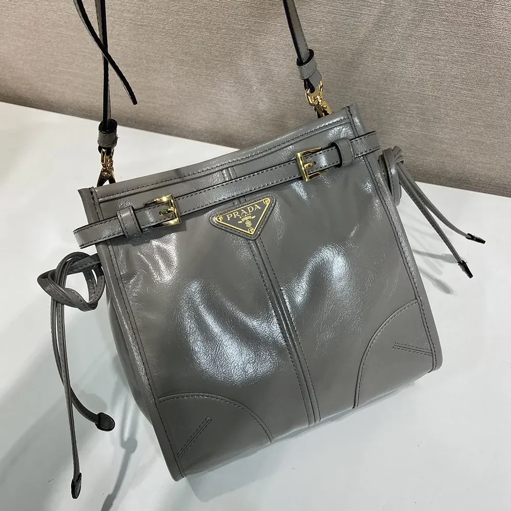 Prada Bonnie Leather Mini Shoulder Bag for Women in Gray