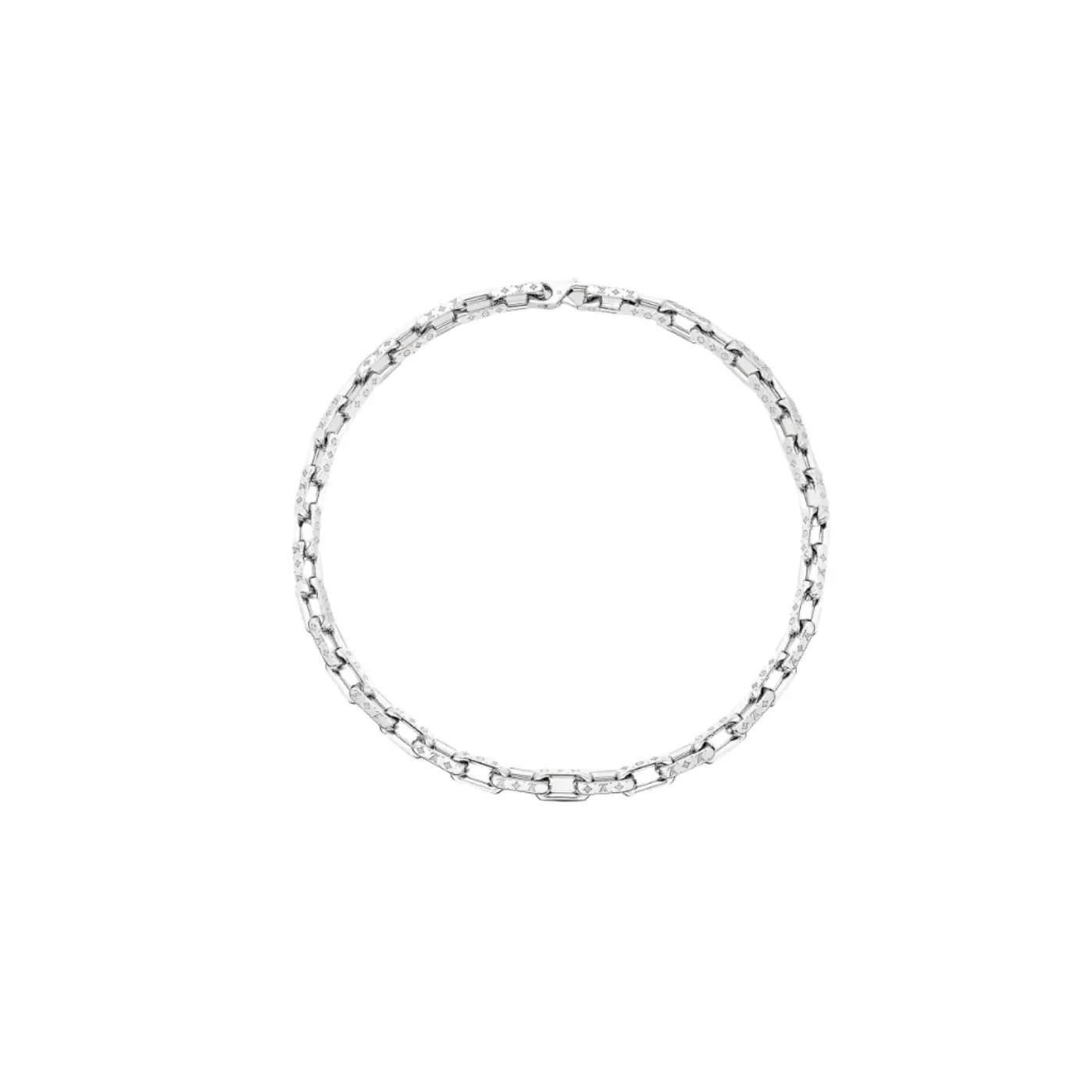 Louis Vuitton Monogram Chain Necklace Silver Tone Louis Vuitton Monogram Chain Necklace Silver Tone